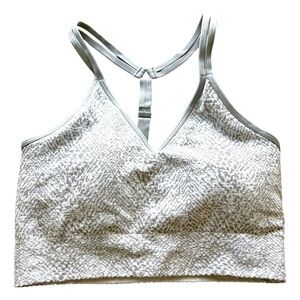 RBX Grey White Printed Adjustable T Strap Sports Bra Size Medium